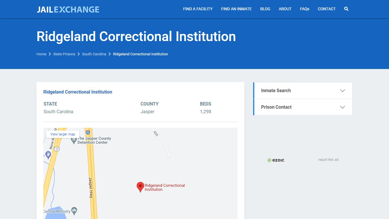 Ridgeland Correctional Institution Prisoner Search | Visitation, Mail ...